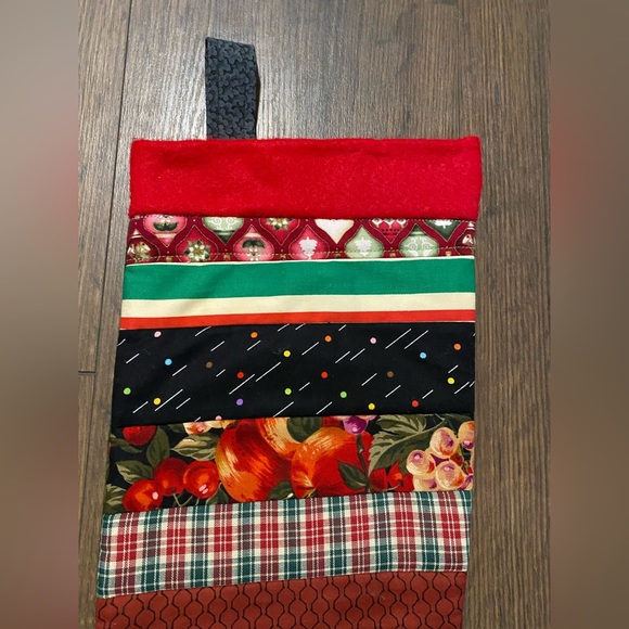 Handmade Patchwork Fabric Striped Christmas Stocking - Picture 5 of 9
